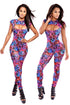 Sexy Neon Graphic Maze Print Jumpsuit